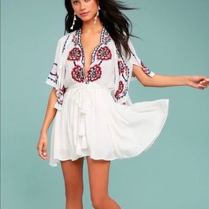 NWT.  Free People White Mini Dress Size Medium